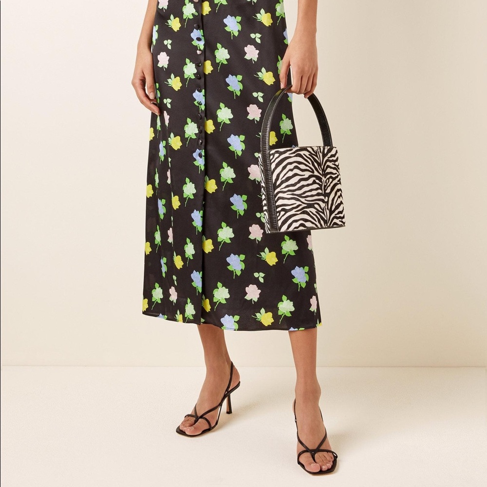 STAUD Mini Bissett Bag in Zebra Print